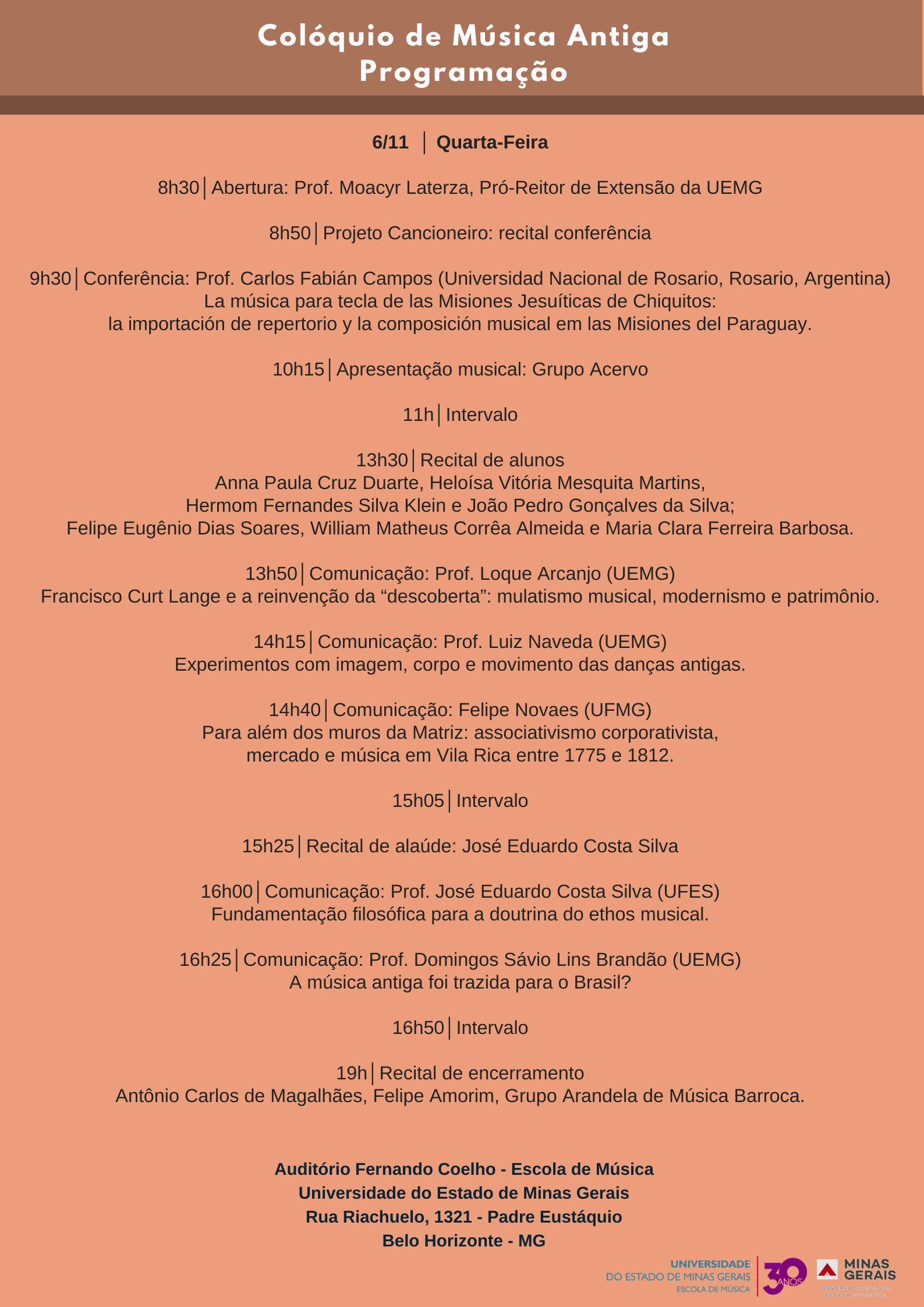 Programação Colóquio de Música Brasileira