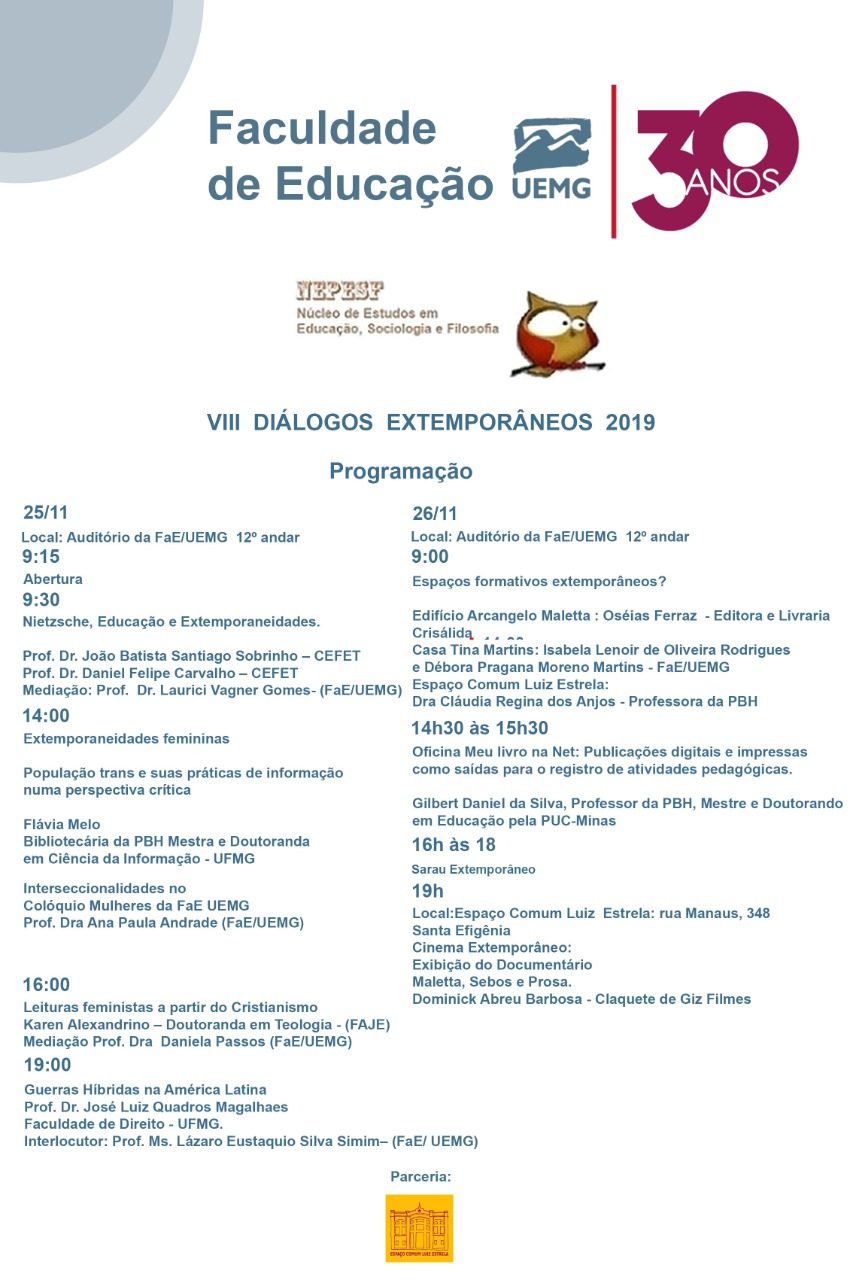 VIII Diálogos Extemporâneos programação definitiva