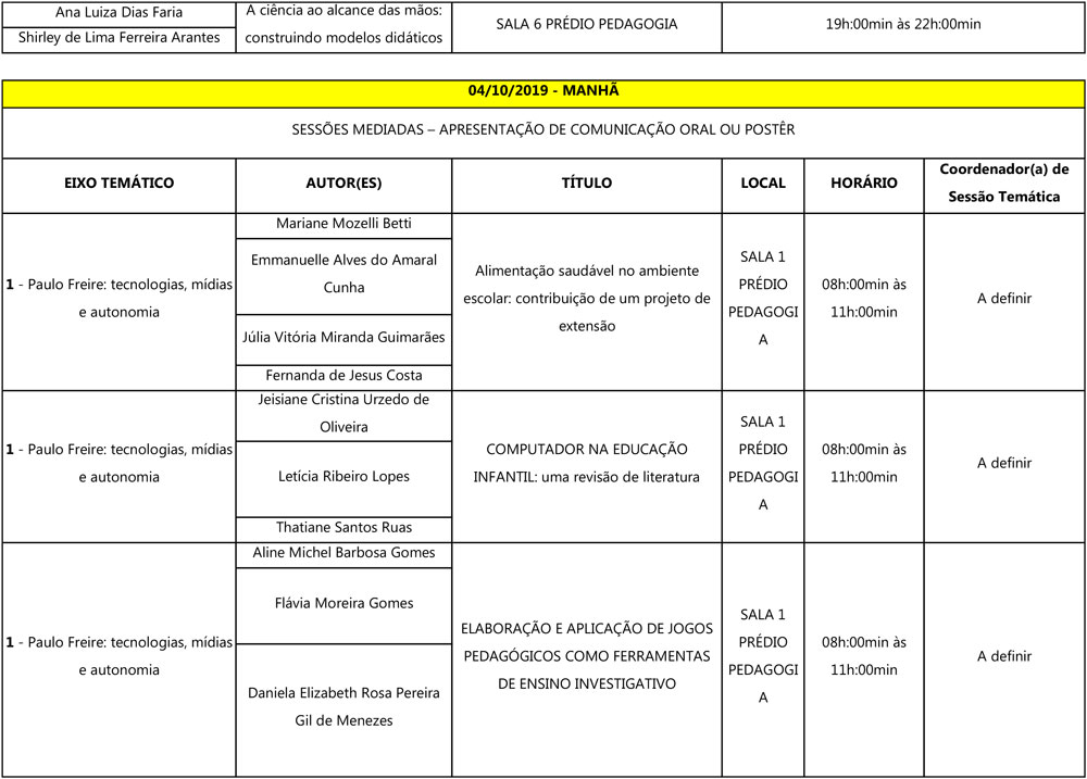 Programação final jornada 2019 oficial 6
