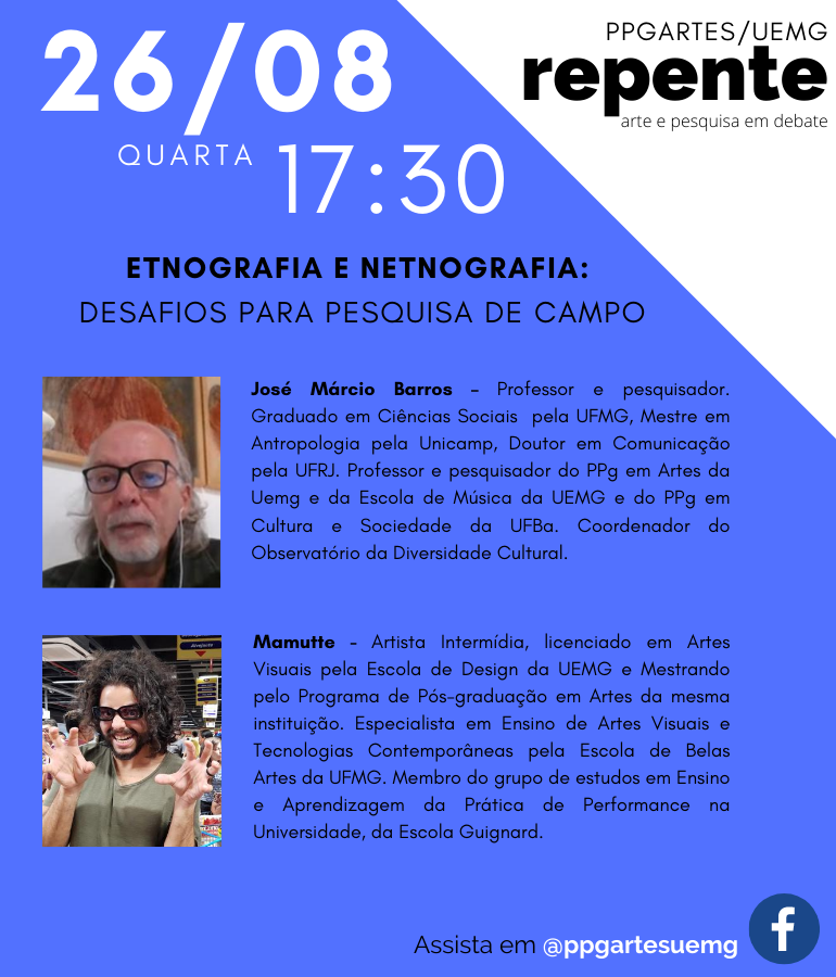 Live | PPGArtes | Etnografia e netnografia: desafios para a pesquisa de campo
