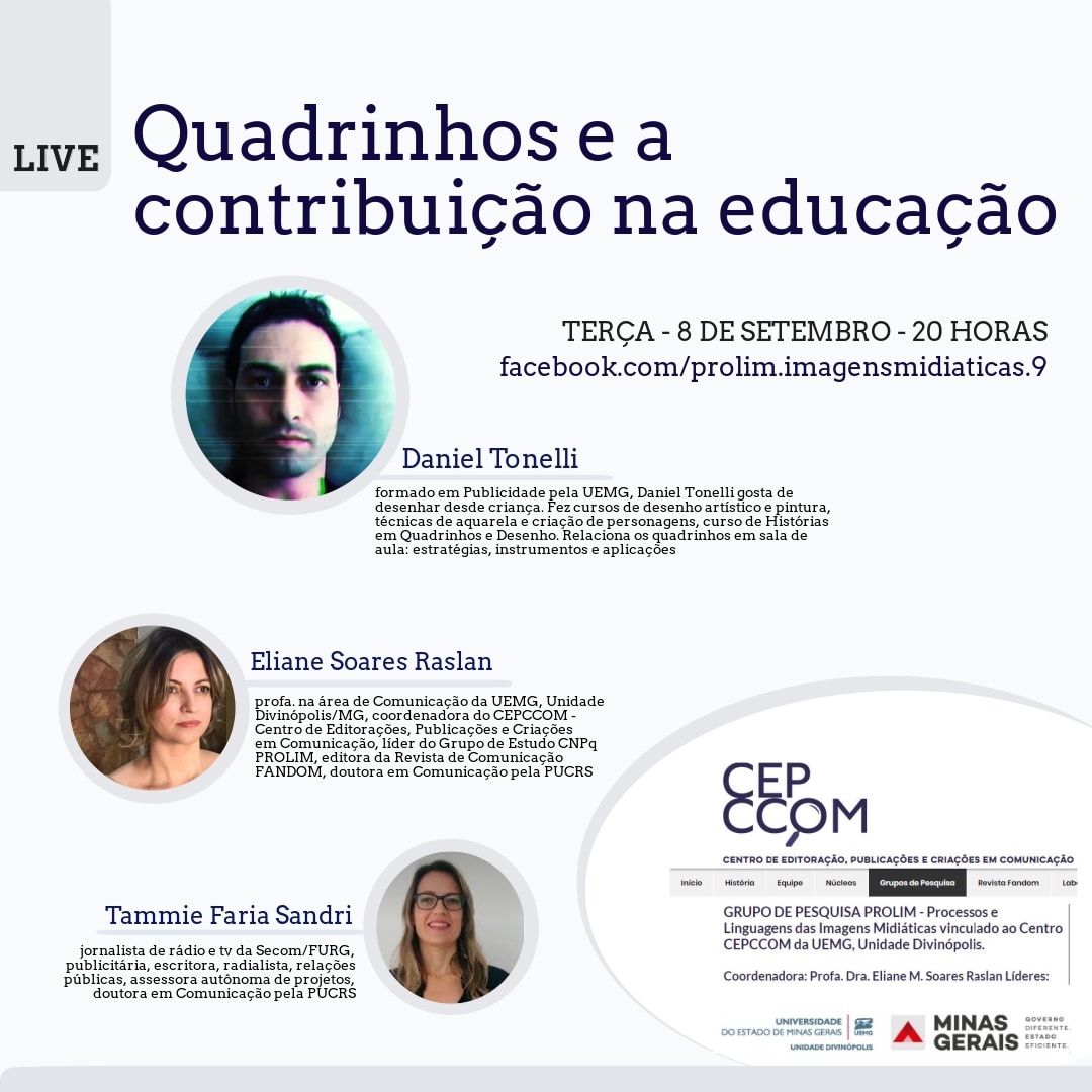 Unidade Divinópolis | “Quadrinhos e a contribuição na educação” é o próximo tema da série de lives do Grupo de Estudos Prolim 