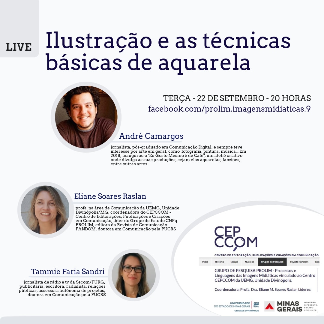 Unidade Divinópolis | Série de lives do Grupo de Estudos Prolim prossegue com o tema “Ilustração e as técnicas básicas de aquarela”