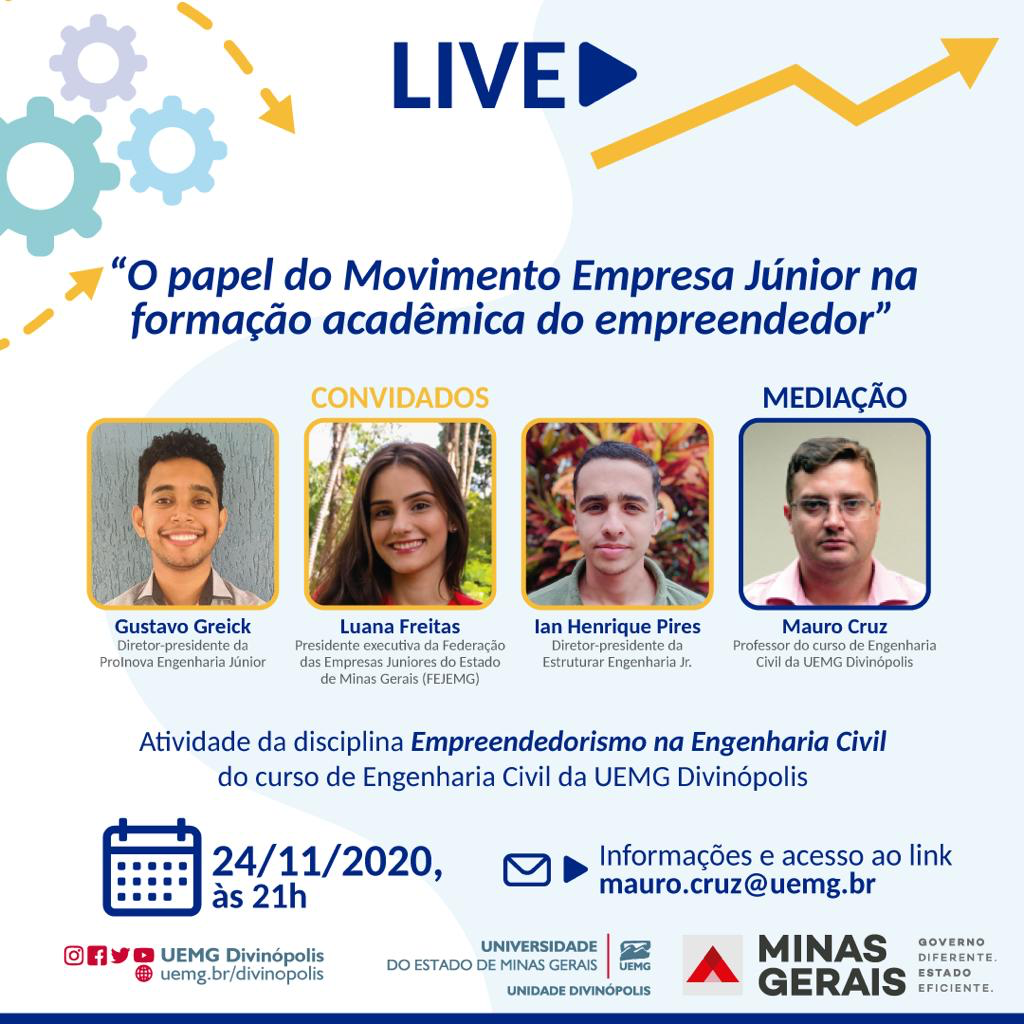 Live | O papel do Movimento Empresa Jr. na formação acadêmica do empreendedor | Unidade Divinópolis