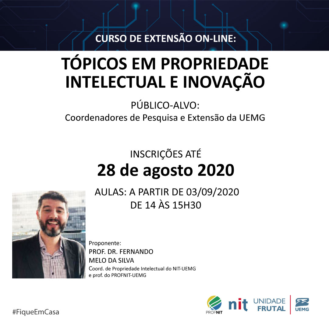Professores | Último dia de inscrições para o curso de Extensão Tópicos em Propriedade Intelectual e Inovação