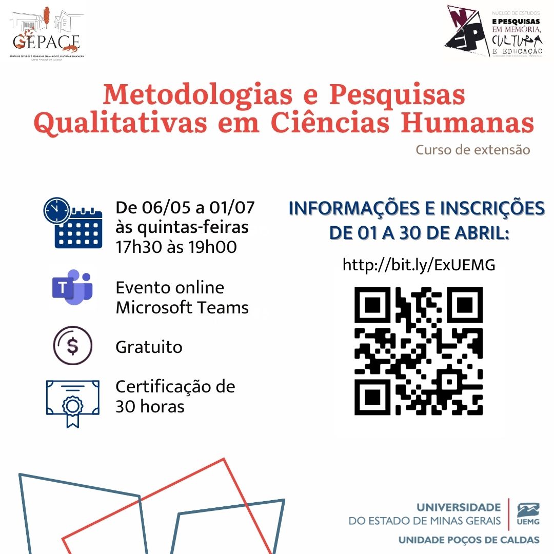 Unidade Poços de Caldas | Seminário de Pesquisa: metodologias e pesquisas qualitativas em Ciências Humanas (2ª Oferta)