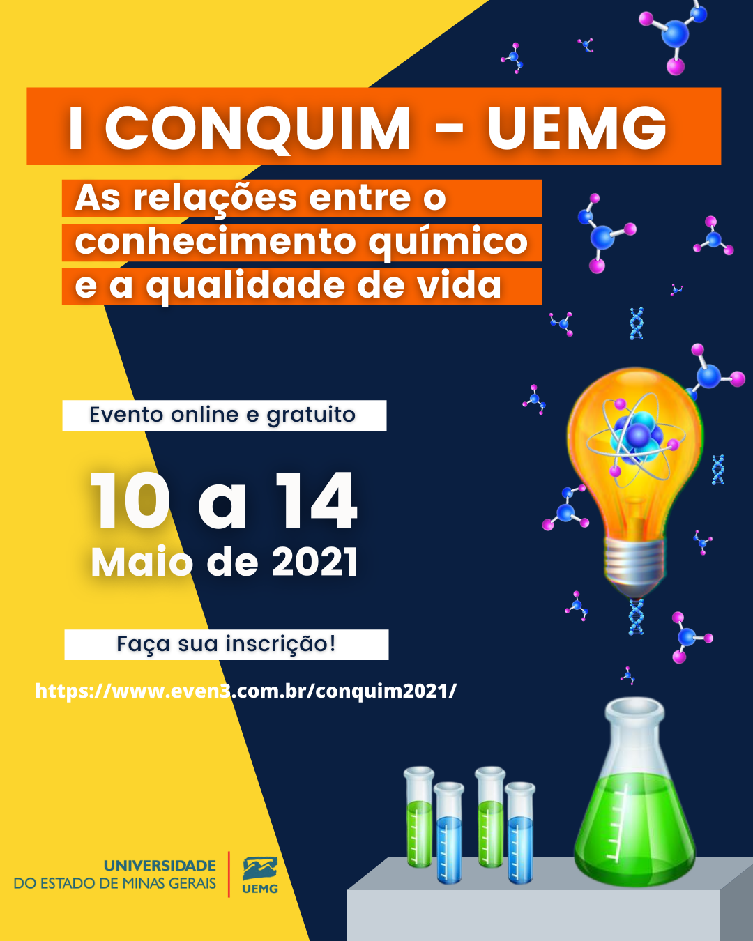Inscrições para I Congresso Online de Química da UEMG abre inscrições 