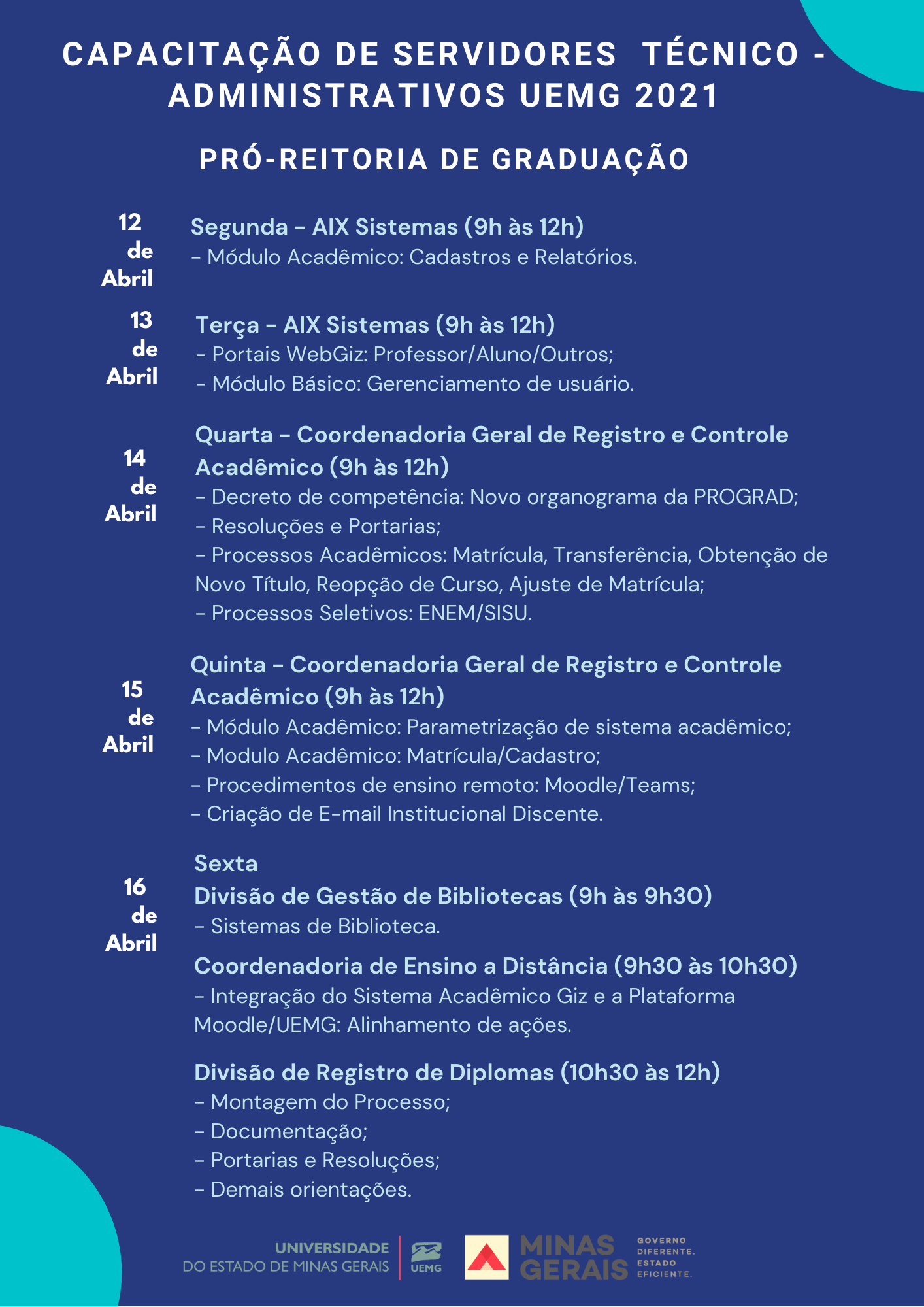 Programação da Semana de Capacitação