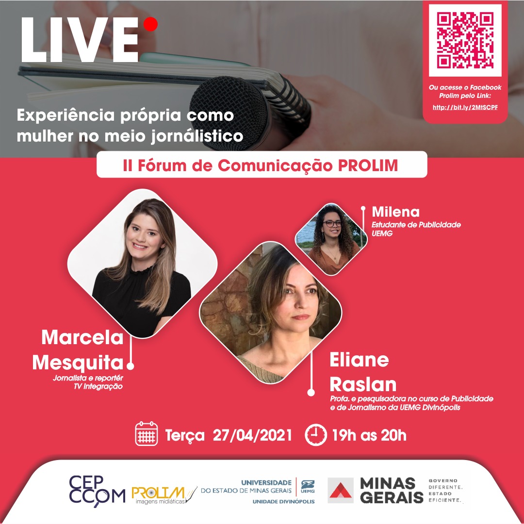 Unidade Divinópolis | “Experiência própria como mulher no meio jornalístico” é o tema de live que inaugura série de transmissões de grupo de estudos