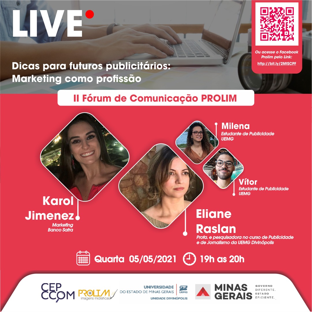 Unidade Divinópolis | “Dicas para futuros publicitários: marketing como profissão” é tema de nova live do grupo Prolim