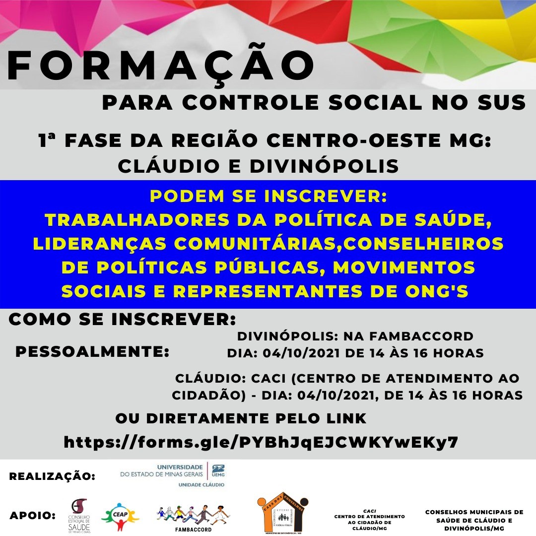 Unidade Cláudio | Formação para o controle social no SUS: a participação de lideranças sociais