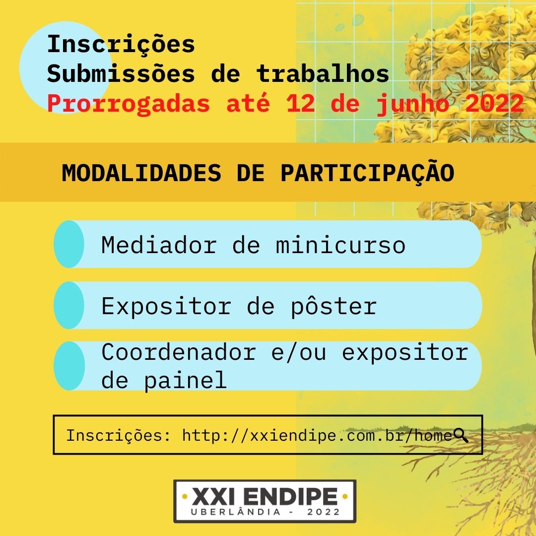 21º ENDIPE | Submissão de trabalhos até 17 de junho