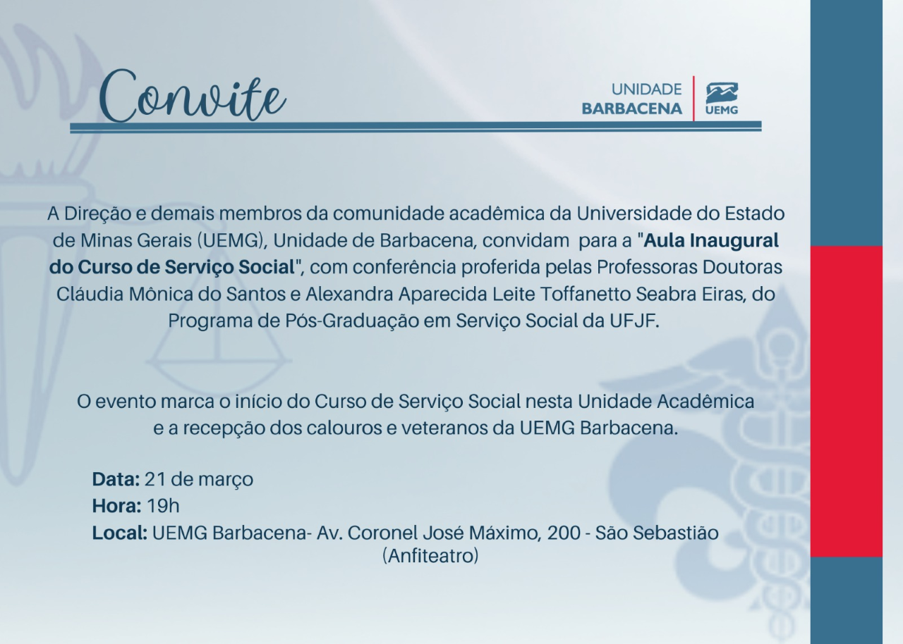 Unidade Barbacena | Aula de Inaugural do curso de Serviço Social
