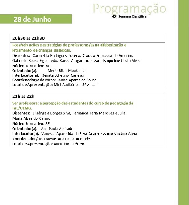43ª SEMANA CIENTÍFICA